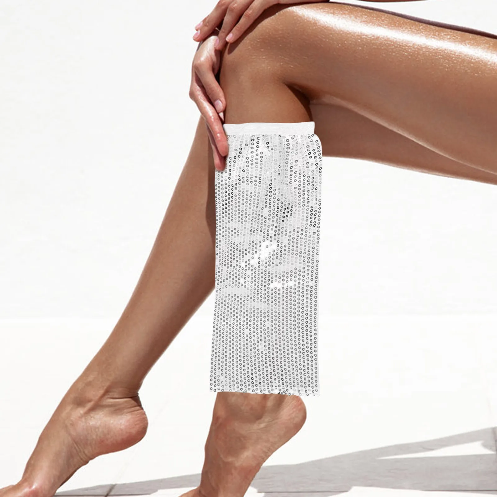 1 زوج طويل مطاطا الترتر تدفئة الساق تمتد البريق التمهيد يغطي ل الرقص زي حفلة اكسسوارات متلألئ أكمام الساق