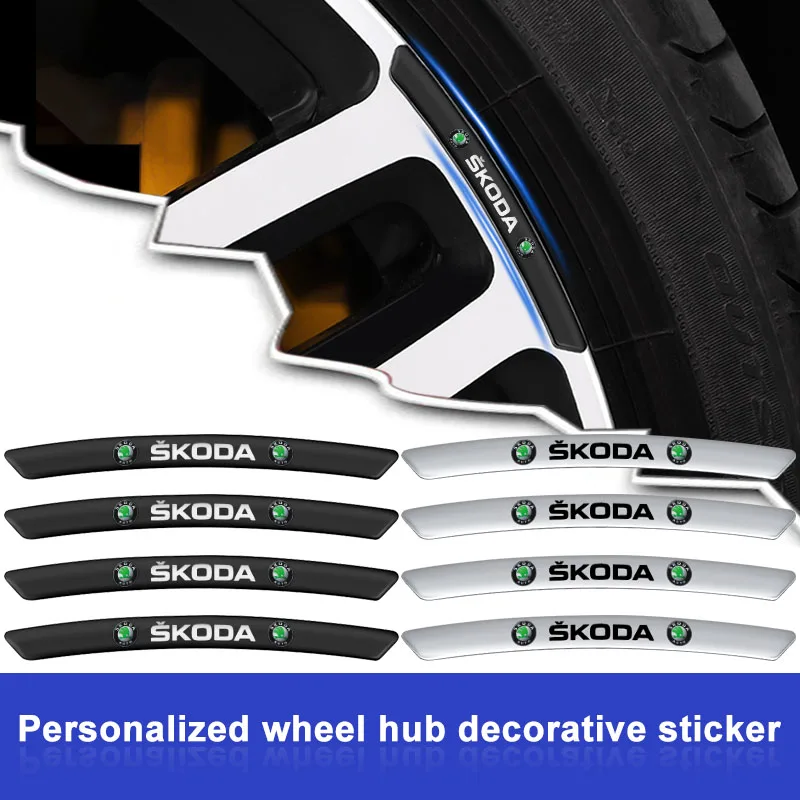 

Aluminum Car Emblem Wheel Rims Sticker Decoration Badge Decal Styling For Skoda Octavia Rapid Kodiaq Fabia Superb Karoq Kamiq