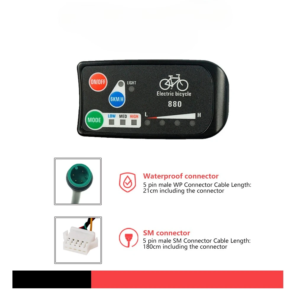Mountain bike lithium battery power modification accessories for Quantum KT-LED880 meter, waterproof connector