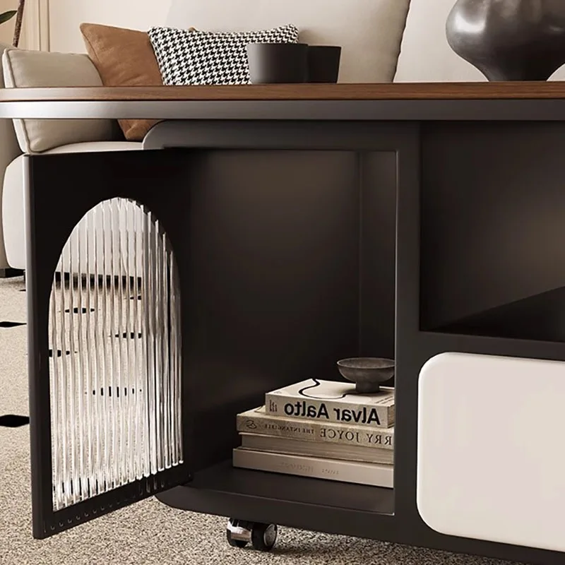 تصميم أنيق طاولة القهوة جلام الحديثة الشمال الحديثة طاولة جانبية تخزين المحمولة طاولة قابلة للطي أثاث غرفة المعيشة #3