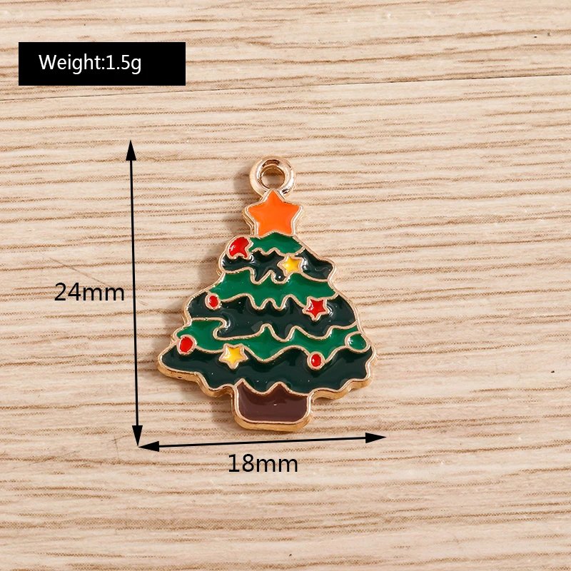 Tusember 20 Stück Emaille-Weihnachtsbaum-Anhänger für die Schmuckherstellung, fröhliche Neujahrs-Ohrringe, Halsketten, Armbänder, DIY-Geschenke – Detail 16