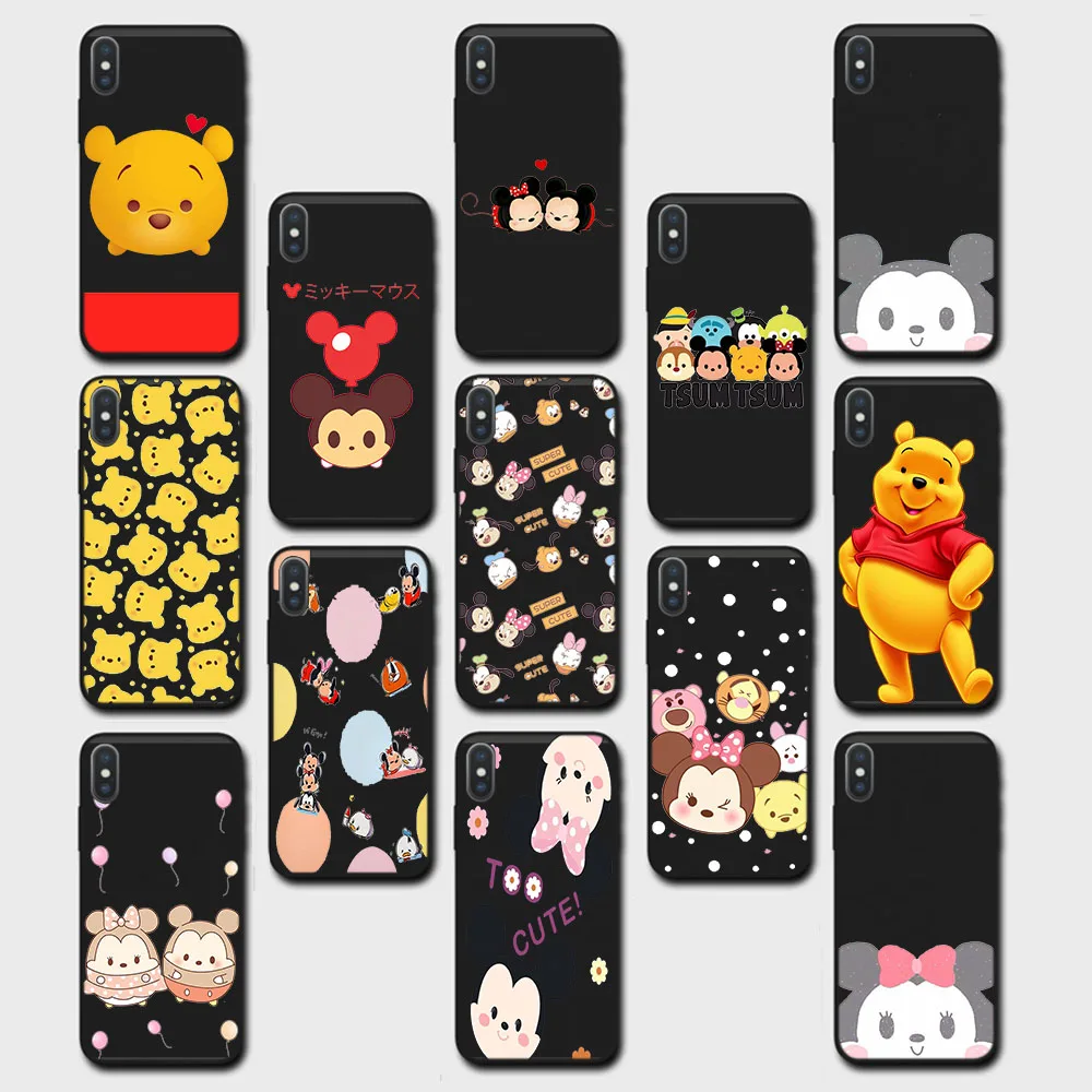 Black Hollow Out Case for Motorola Moto E7 E7I E32 Power G9 Play G 5G Plus Soft Casing ZB28 TSUM TSUM Winnie the Pooh