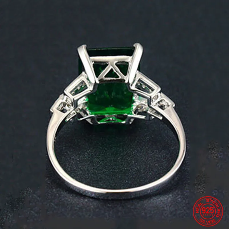 925 Sterling Silver Charm Emerald Rings For Women Fashion Wedding Jewelry