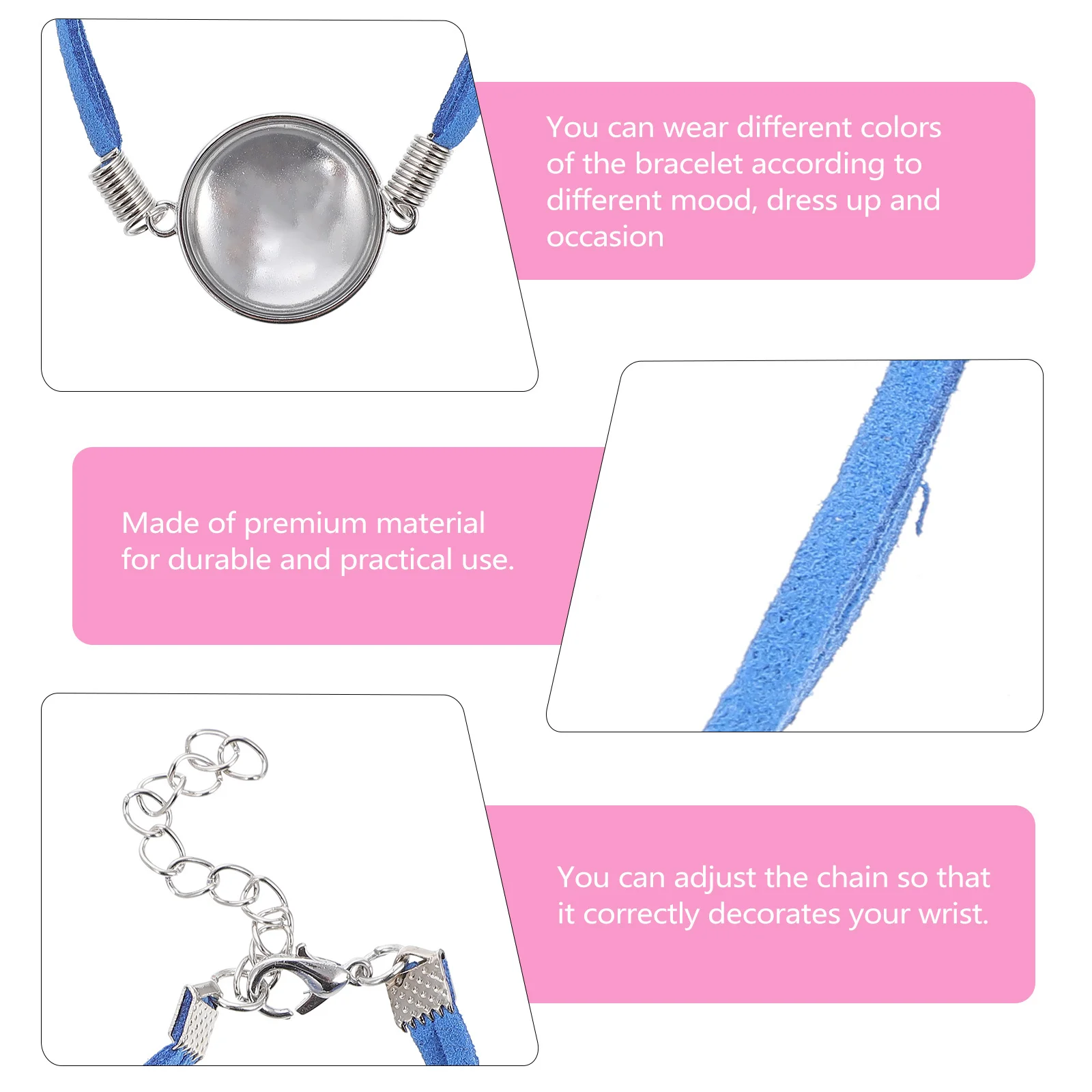 12 مجموعة من إكسسوارات سوار نقل الحرارة قاعدة سوار ذاتية الصنع مع صواني إعداد المجوهرات لمستلزمات صناعة الأحجار الكريمة