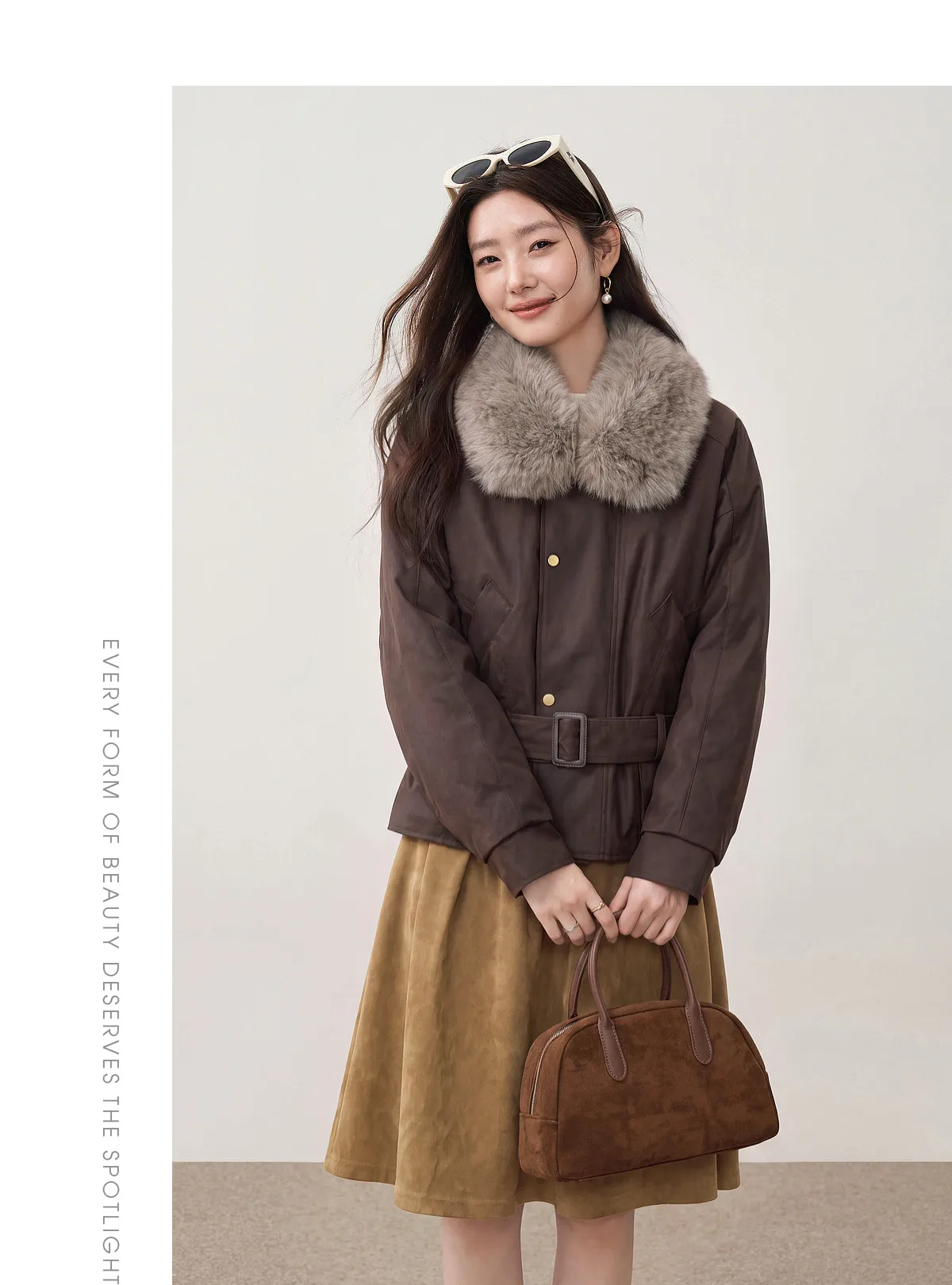 SENTUBILA Women Winter 90% White Duck Down Jacket 2026 Office Ladies Commuter Warm Faux Fur Hooded Belt jacket Woman W64YD8064