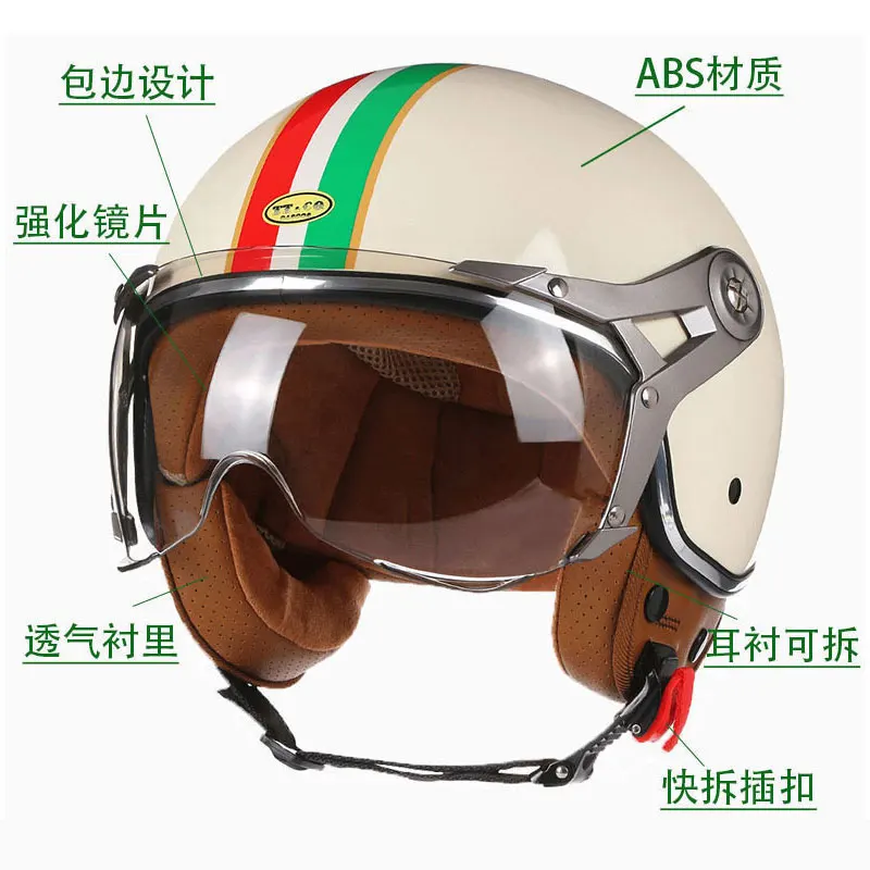 TT&COCASCOS Open Face 3/4 Motorcycle Retro Motorbike Helmets Vintage Chopper Capacete De Moto Bike Cascos Scooter Men Women DOT