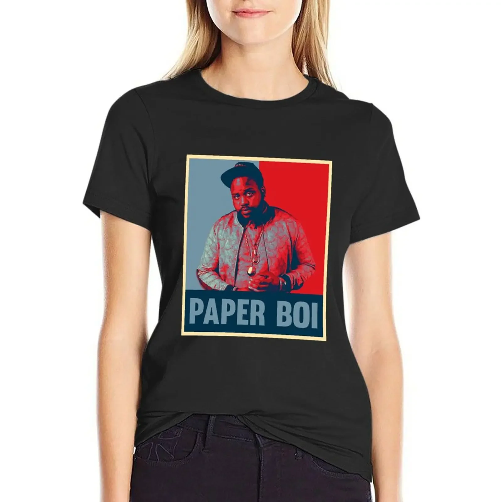 

Paper Boi paper boi paper boi T-Shirt female cute tops new edition sweat tshirts for Women