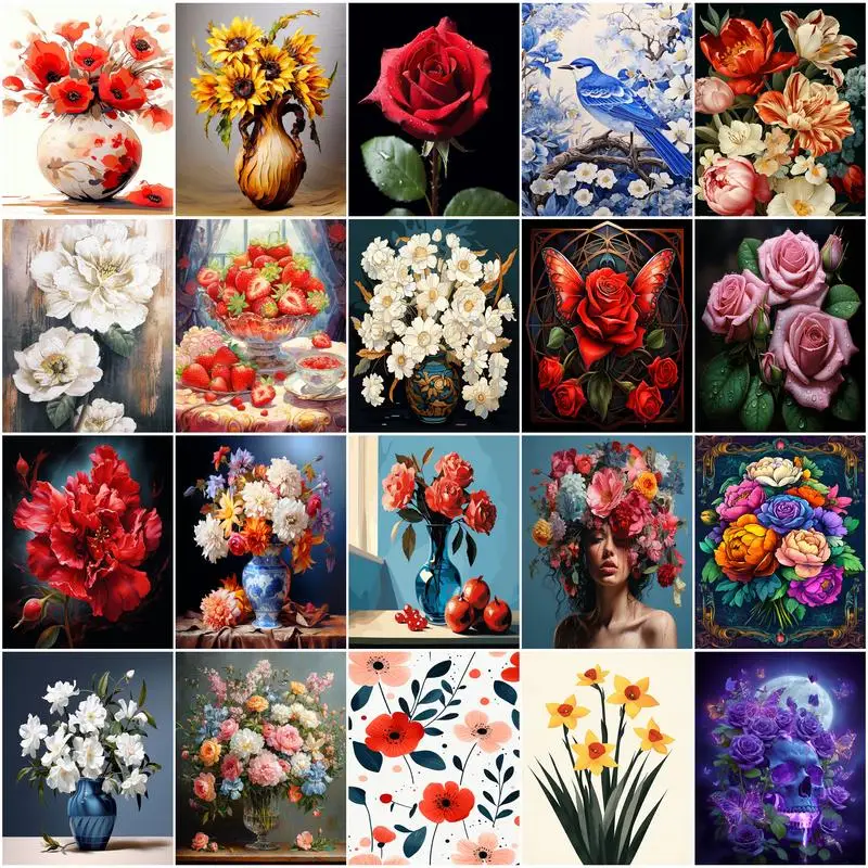 

GATYZTORY Paintings For Painting By Numbers Flowers Color Markers Diy Framed Wall Art Modern Acrylic Paints Handmade Home Decor