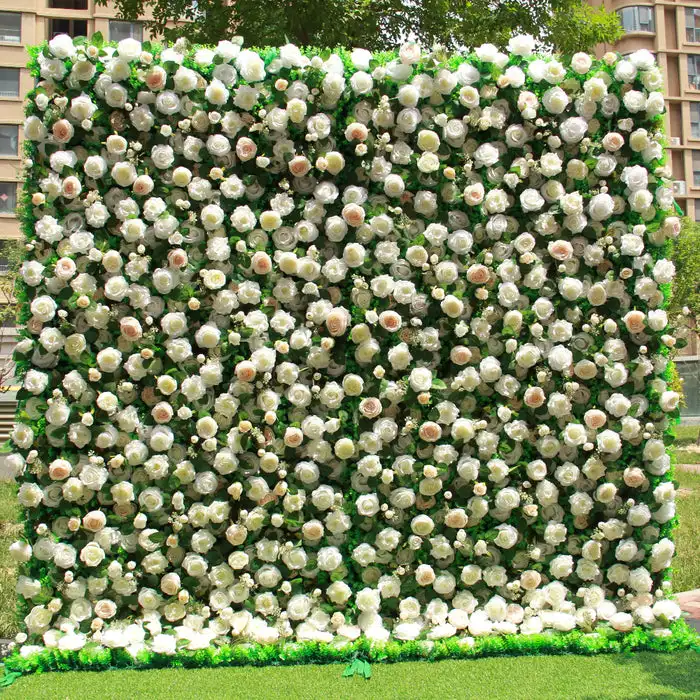 3D mixed flower series beige rose peony green leaf artificial rose wall birthday party outdoor wedding background layout