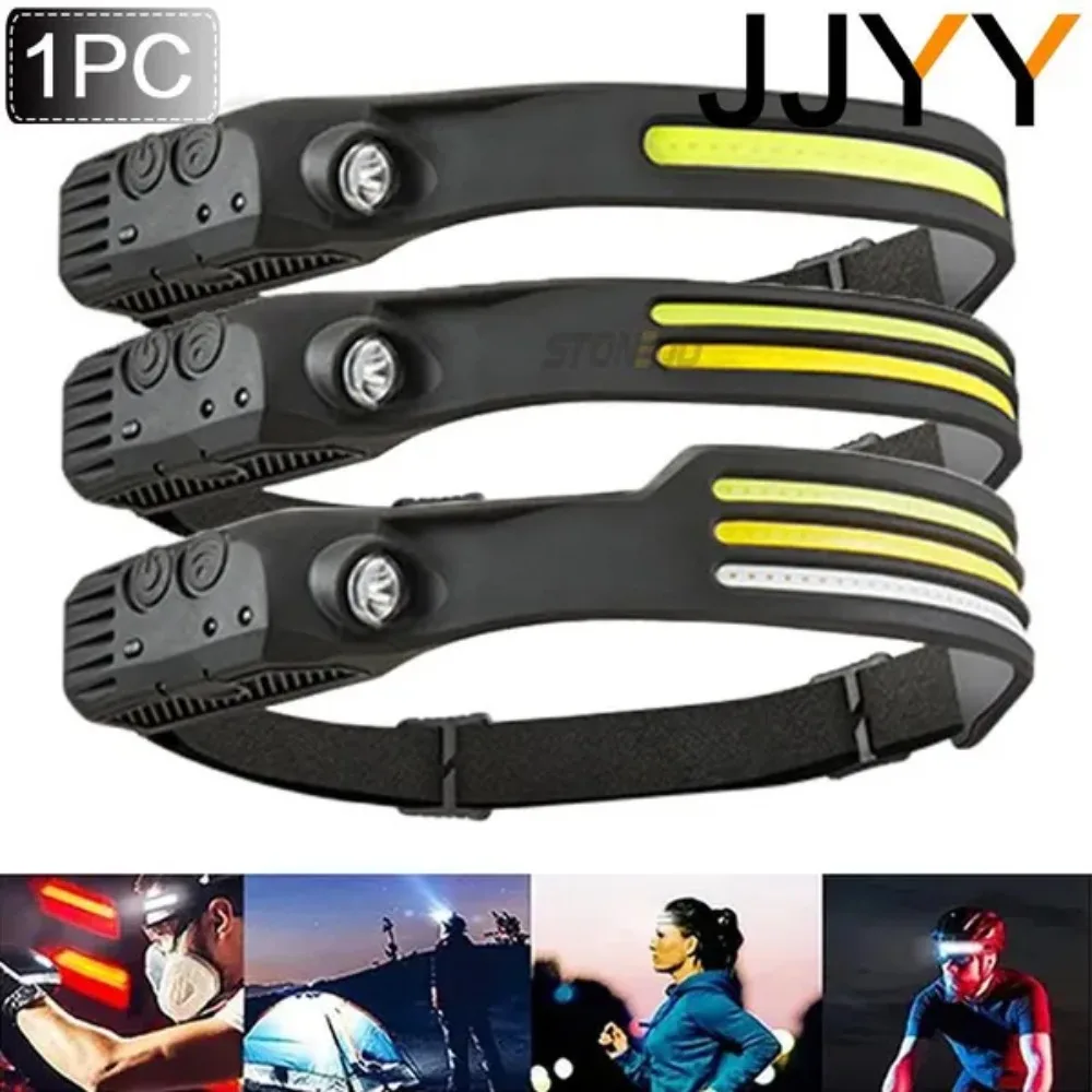 3size Rechargeable Waterproof COB & LED Induction Headlamp  Headlight with Induction for Outdoor Sports Camping Cycling Hiking