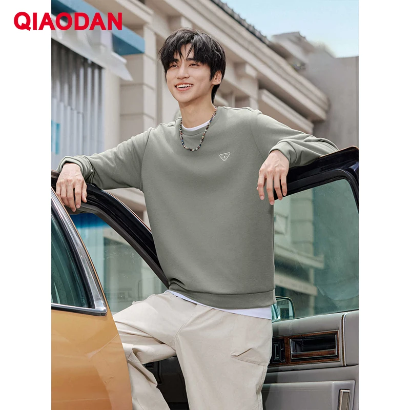QIAODAN Men's Long Sleeve Sweatshirt Fleece-lined 2025 Fashion Casual Tops Loose Sports Winter Pullovers Clothes QXEWD3253007B
