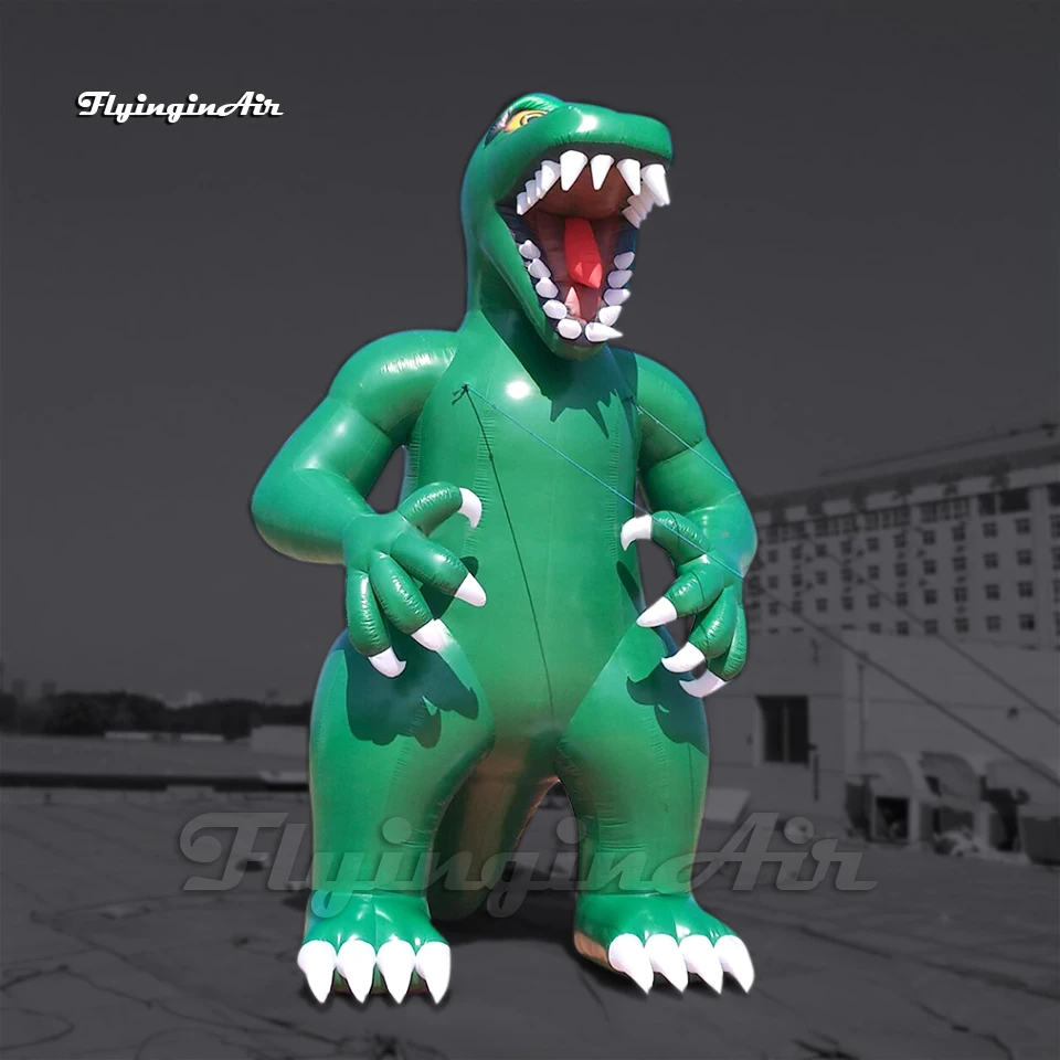 

Customized Green Inflatable Cartoon Dinosaur Balloon 6m Mascot Model Blow Up T.Rex For Outdoor Event