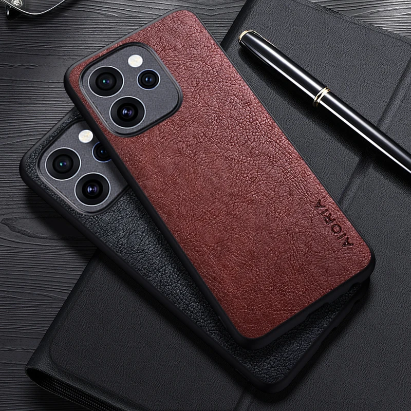 Hülle für Oppo Reno15 Pro Max, schlichtes Design, luxuriöse Leder-Business-Hülle für Reno15 F