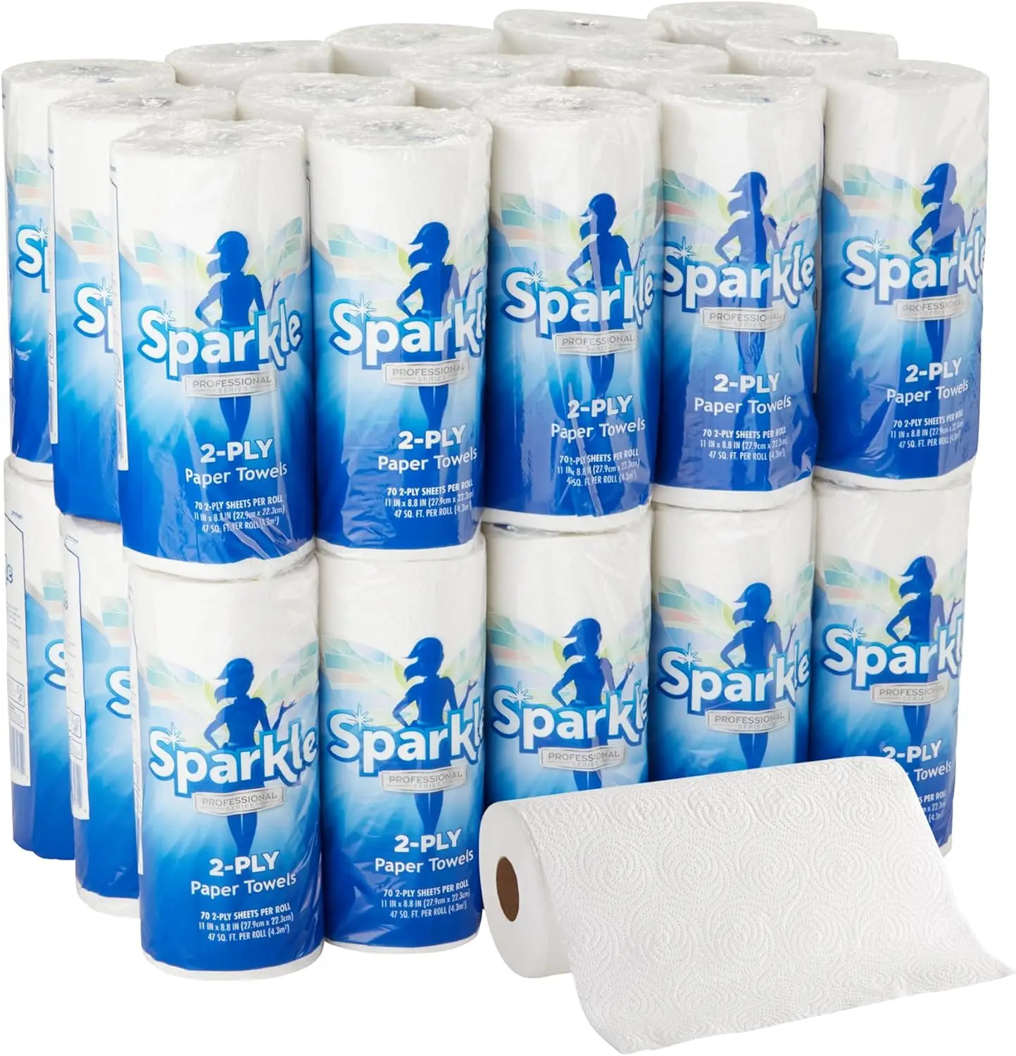 

Professional 2-Ply Kitchen Paper Towel Rolls, 70 Sheets Per Roll, 30 Rolls Per Case
