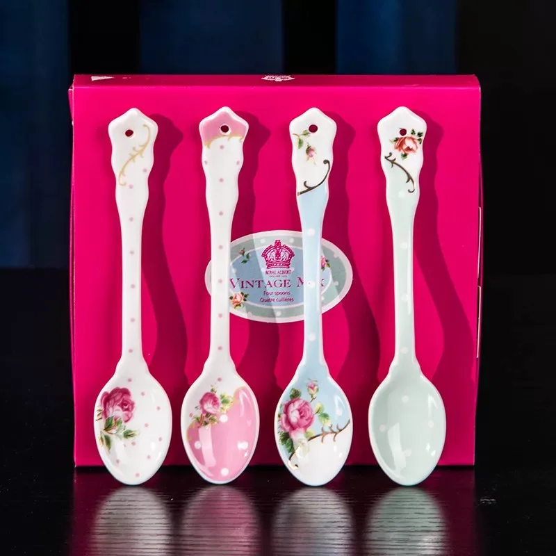 Colher de Café Royal Albert em Porcelana Bone China, Colher para Chá da Tarde, Colher de Arroz, Conjunto de Utensílios de Mes...