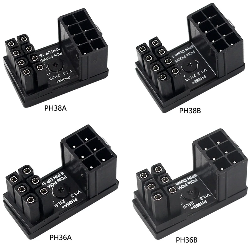 1 Pc Graphics Card Power Supply 180-Degree Steering Connector, Female-To-Male Adapter