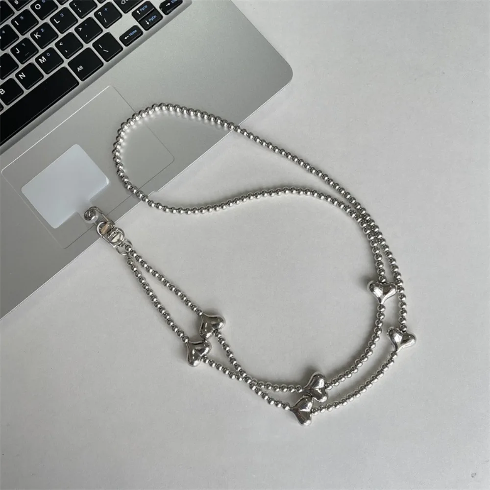 جراب هاتف ديكور القوس طويل Crossbody سلسلة هاتف القلب طويل سلسلة هواتف المحمول الخرز الاكريليك الخرز شريط لتعليق الهاتف المحمول حقيبة قلادة #1