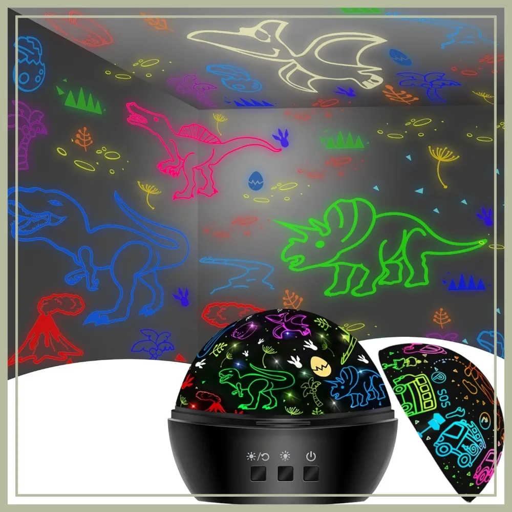 2 in 1 Dino Projection Night Light for Kids, Boys Girls Gifts, Christmas Easter Birthday