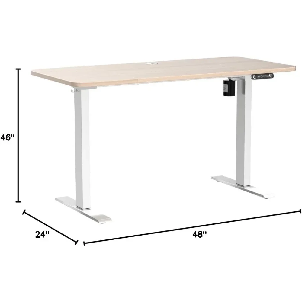 Mesa elétrica de pé com altura ajustável, mesa de suporte para sentar 48 x 24 polegadas com gancho de metal, 4 alturas de memória, 27 ''-46'' Lifti