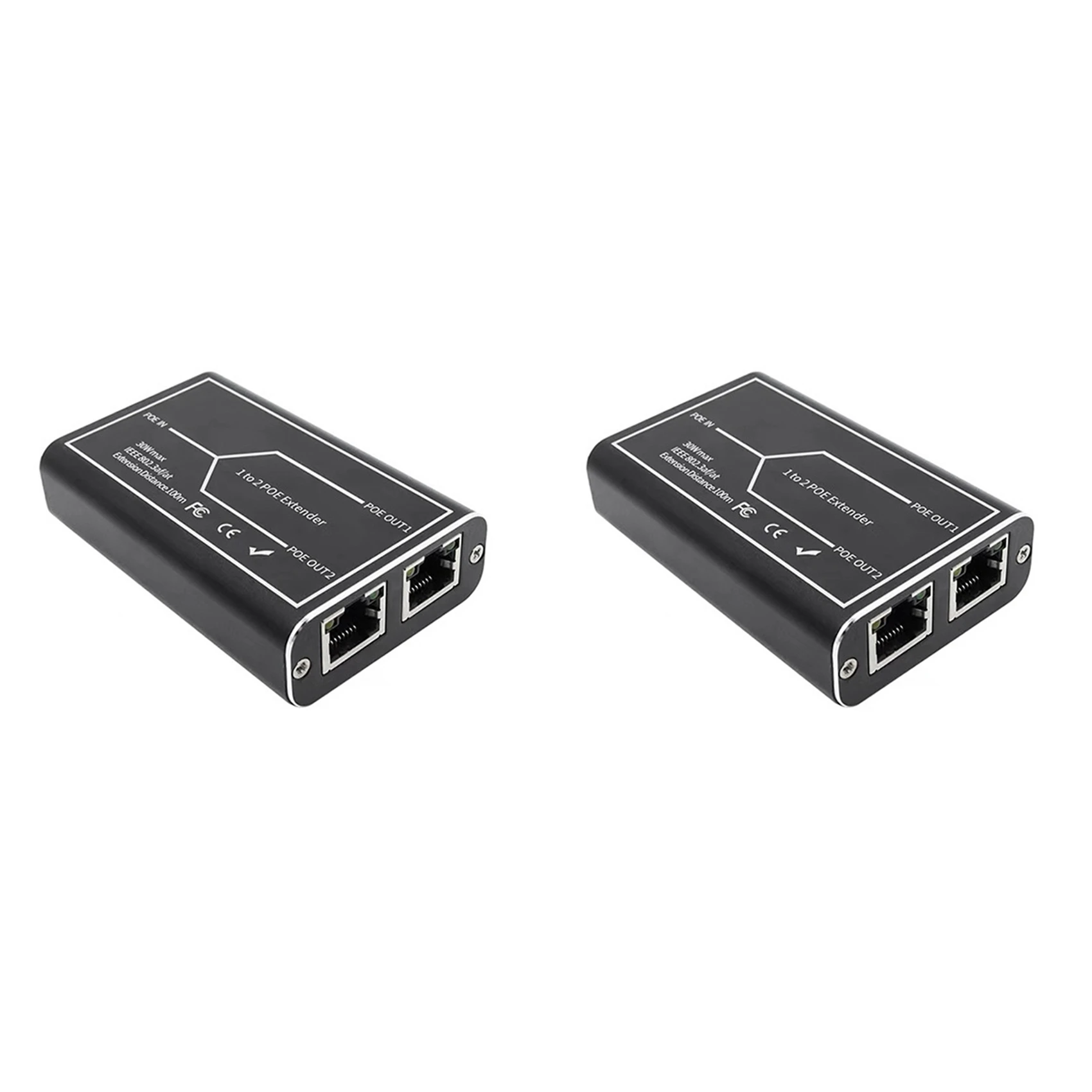 

2X Gigabit POE Extender 2 Port 1000M Network Switch Repeater 30W IEEE802.3Af/At Plug&Play for PoE Switch NVR IP Camera