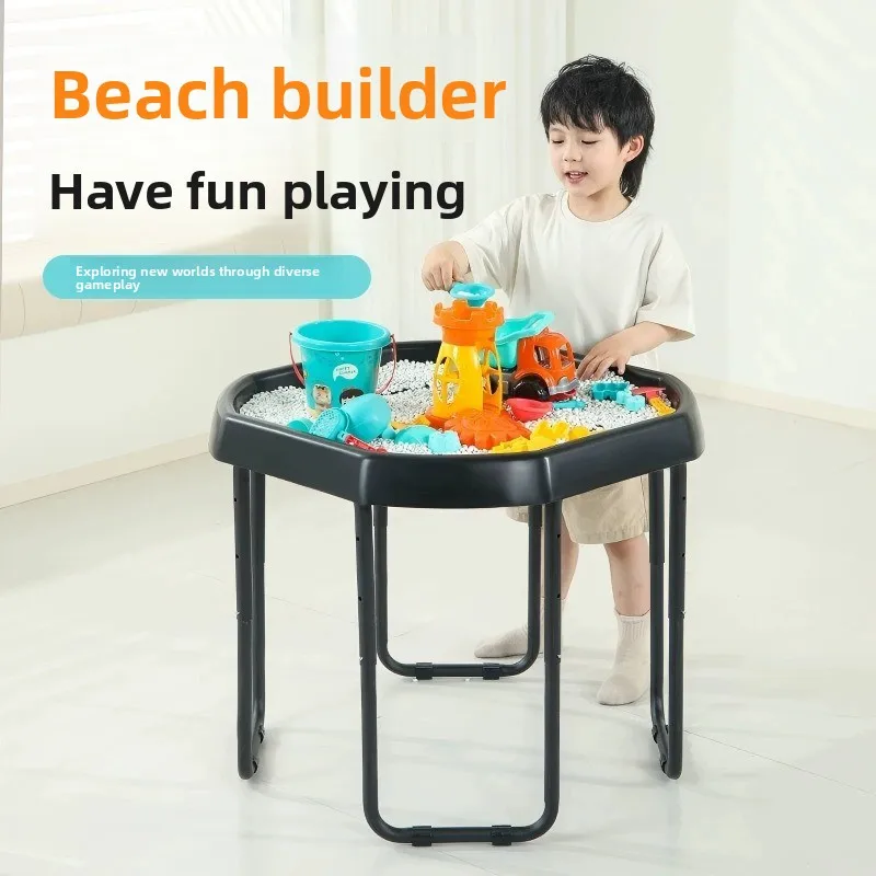 Multifunctional water play sand table, large black plate sensory basin, can be lifted and lowered