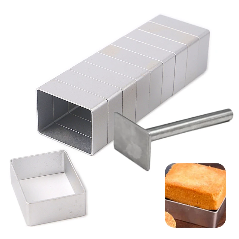 Pulburon Molder With Pusher Cake Decorating Tools Rectangle Shape PineApple Cake Pie Biscuit Cutter Mold Stainless Steel view 6