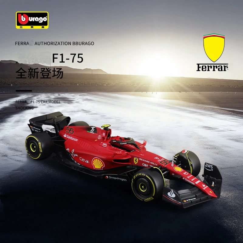 Bburago 1:43 2022 F1 Scuderia Ferrari F1-75 #16 Leclerc #55 Sainz Alloy Luxury Vehicle Model Toy Collection Christmas Gift Adult