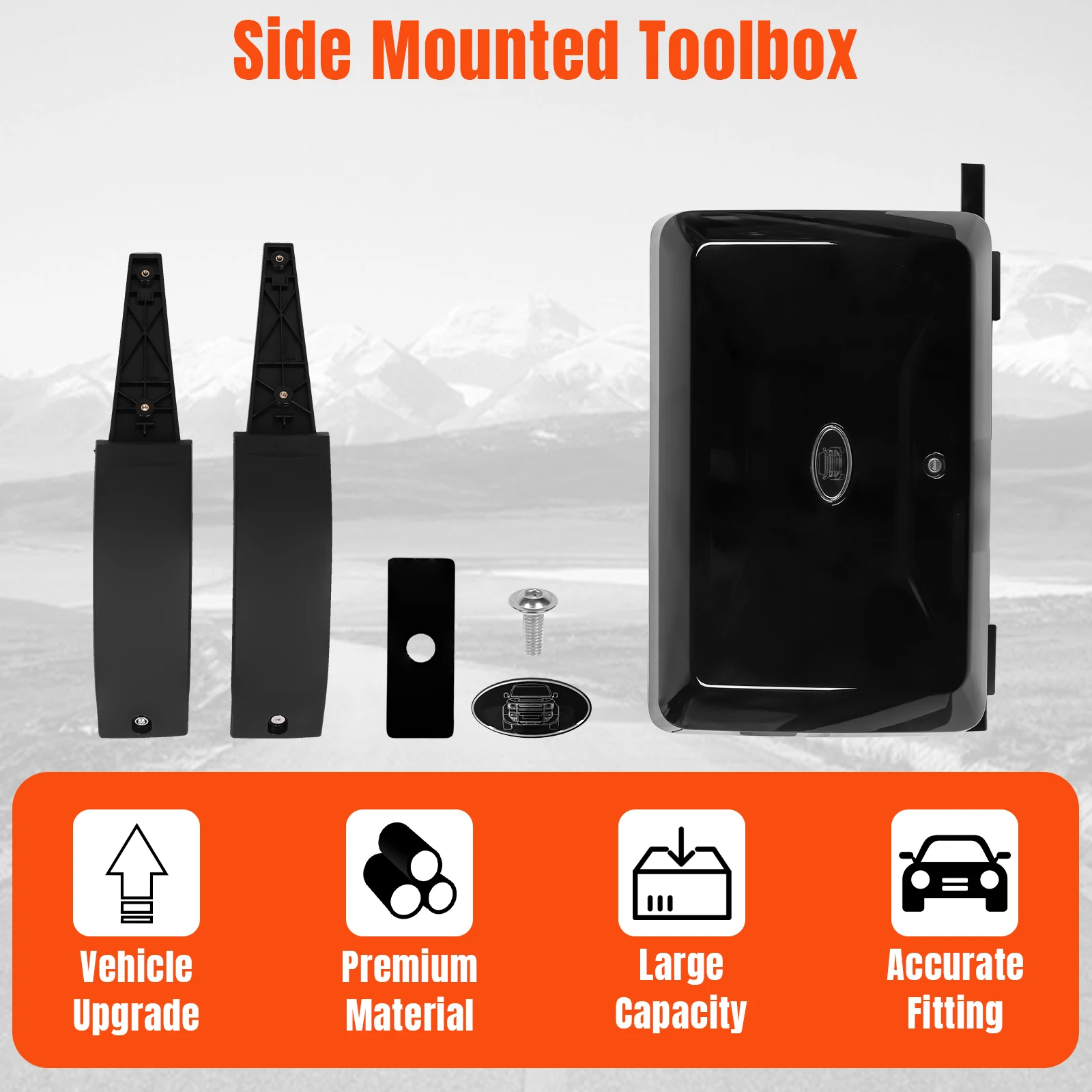 

Glossy Black Side Toolbox Rust Proof Exterior Mounted Gear Carrier Wear Resist Outdoor Storage Box for Land Rover Defender 90