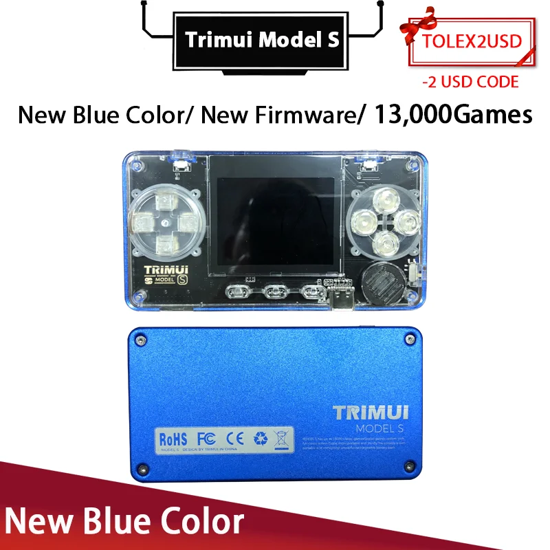 Trimui Model S New Blue 2.0Inch Screen Retro Video Game Console 10 Simulators Over 5,000 Installed Pocketable Gaming Consoles