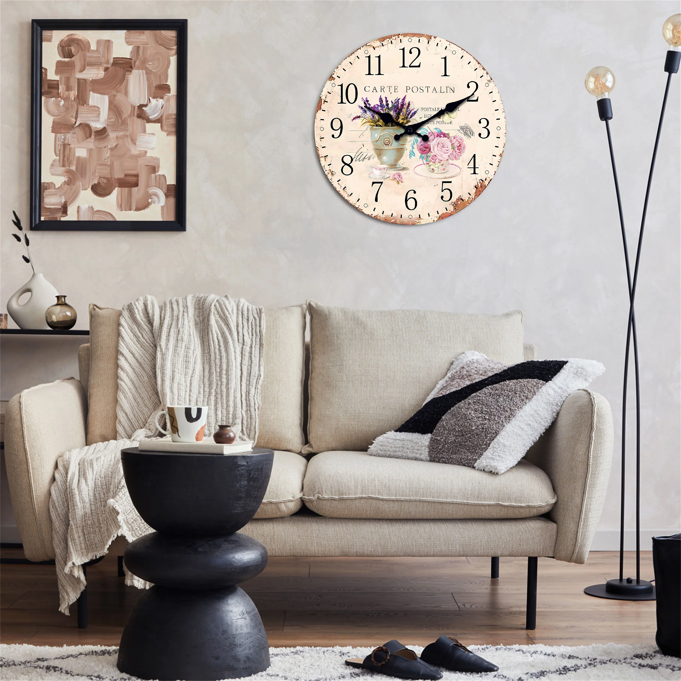 Retro European-Style Wooden Wall Clock for Living Room, Bedroom, Kitchen, Home Decoration, Silent Quartz Clock, Holiday Gift, 10-Inch, 12-Inch 14inch 16inch (No Battery)