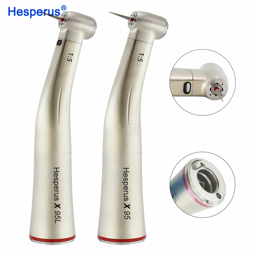 Fiberoptic Red Ring Den tal 1:5 Fiber Optic Increasing Speed Contra Angle Handpiece A X95L Low Speed Turbine