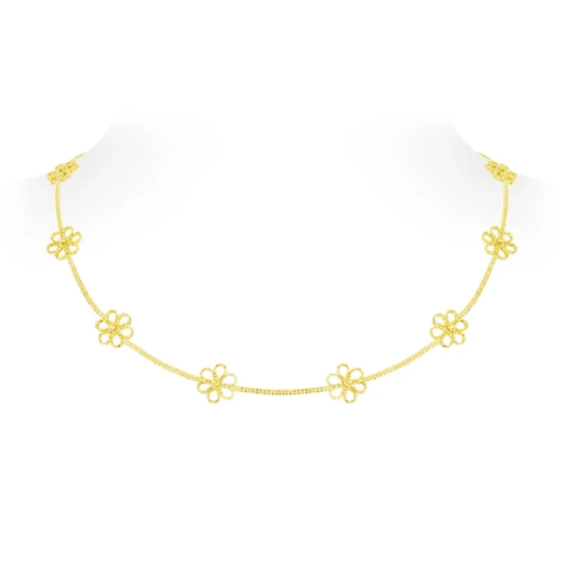 

BELLUX Long Chain 925 Silver Synthetic Zircon Gold Sparkling Flower Party Vintage Jewelry Necklace for Women