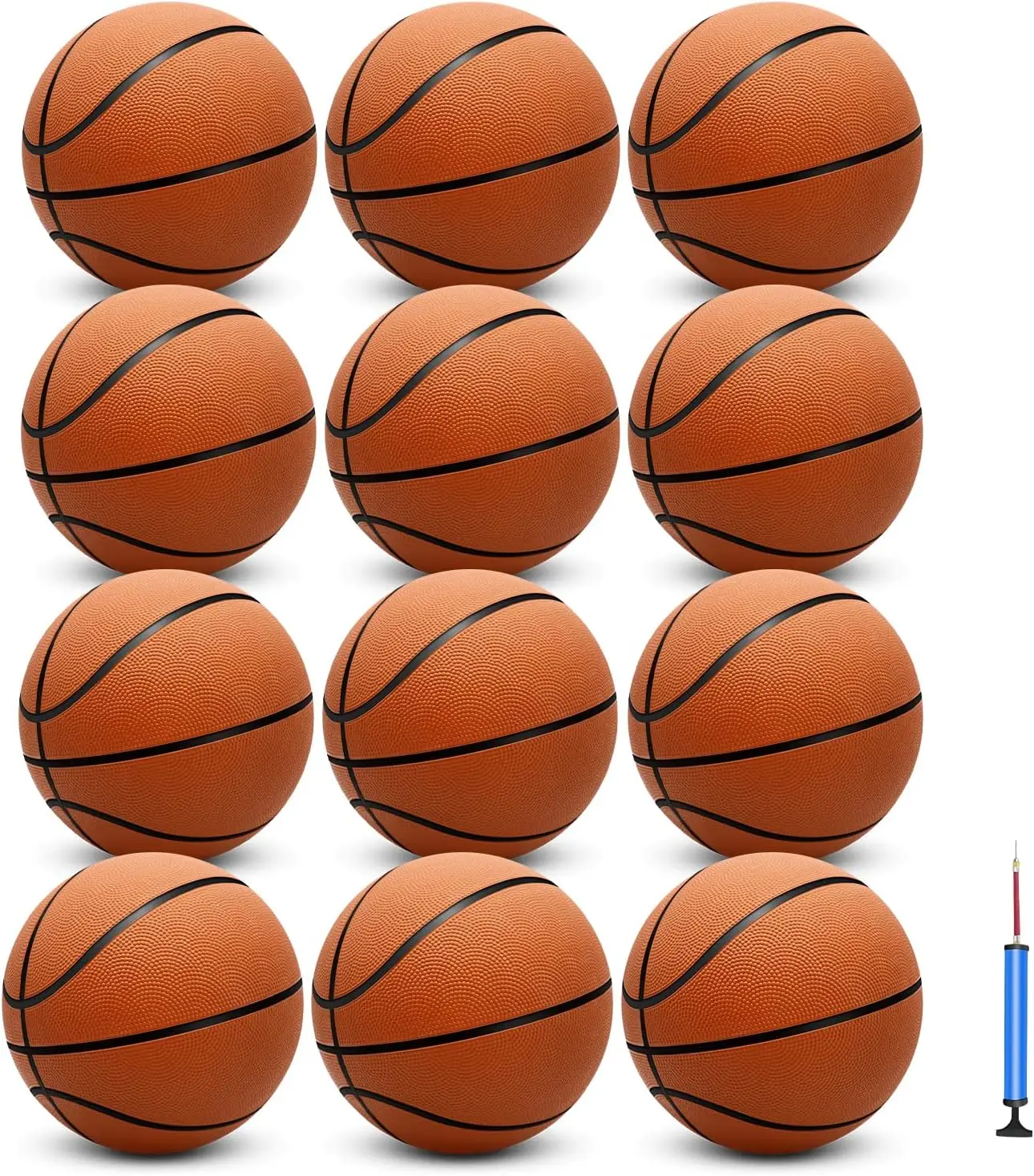 

12 Pack Official Size 7 Basketballs with Pump for Men, Indoor Outdoor Training (Orange)
