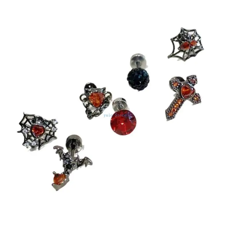 

X7XB 7Pieces Of Punk Inspired Earrings Adornment For Stylish Women