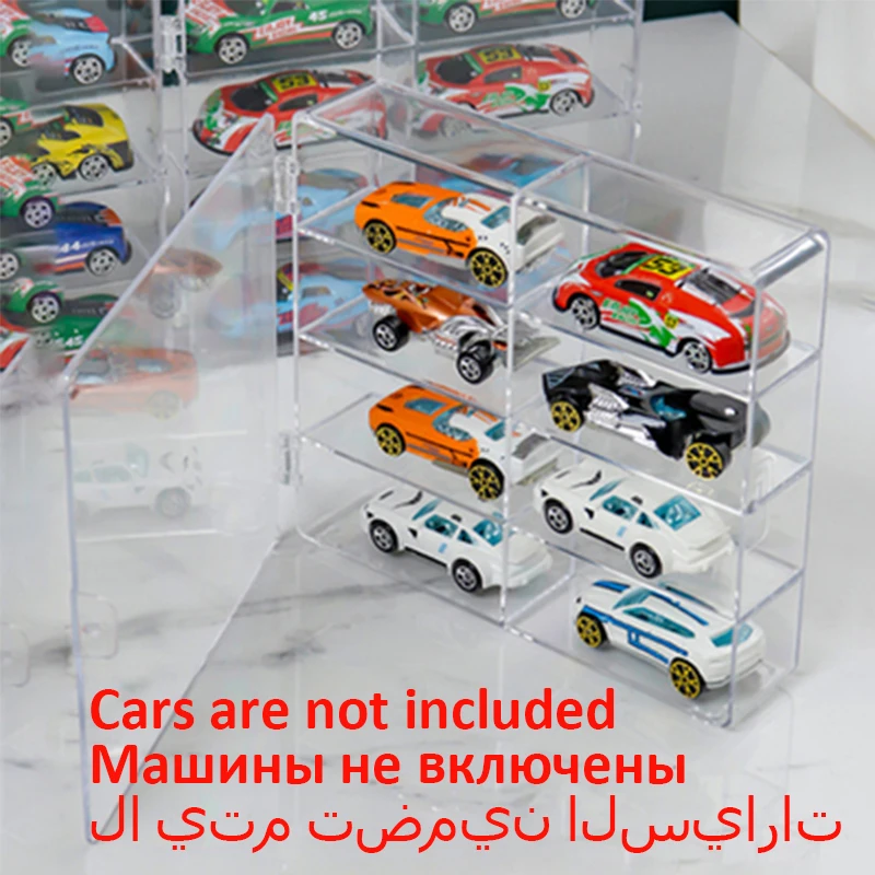 PVC Hot Wheel Car Storage Box for Diecast 1:64 Voiture Display Box Matchbox Dustproof Educational Juguetes Boy Toy Birthday Gift