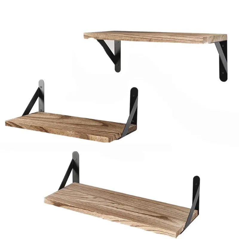 1pc Wooden Wall Mounted Floating Shelves Hanging Storage Shelf Organizer for Bathroom Kitchen Living Room Home Display
