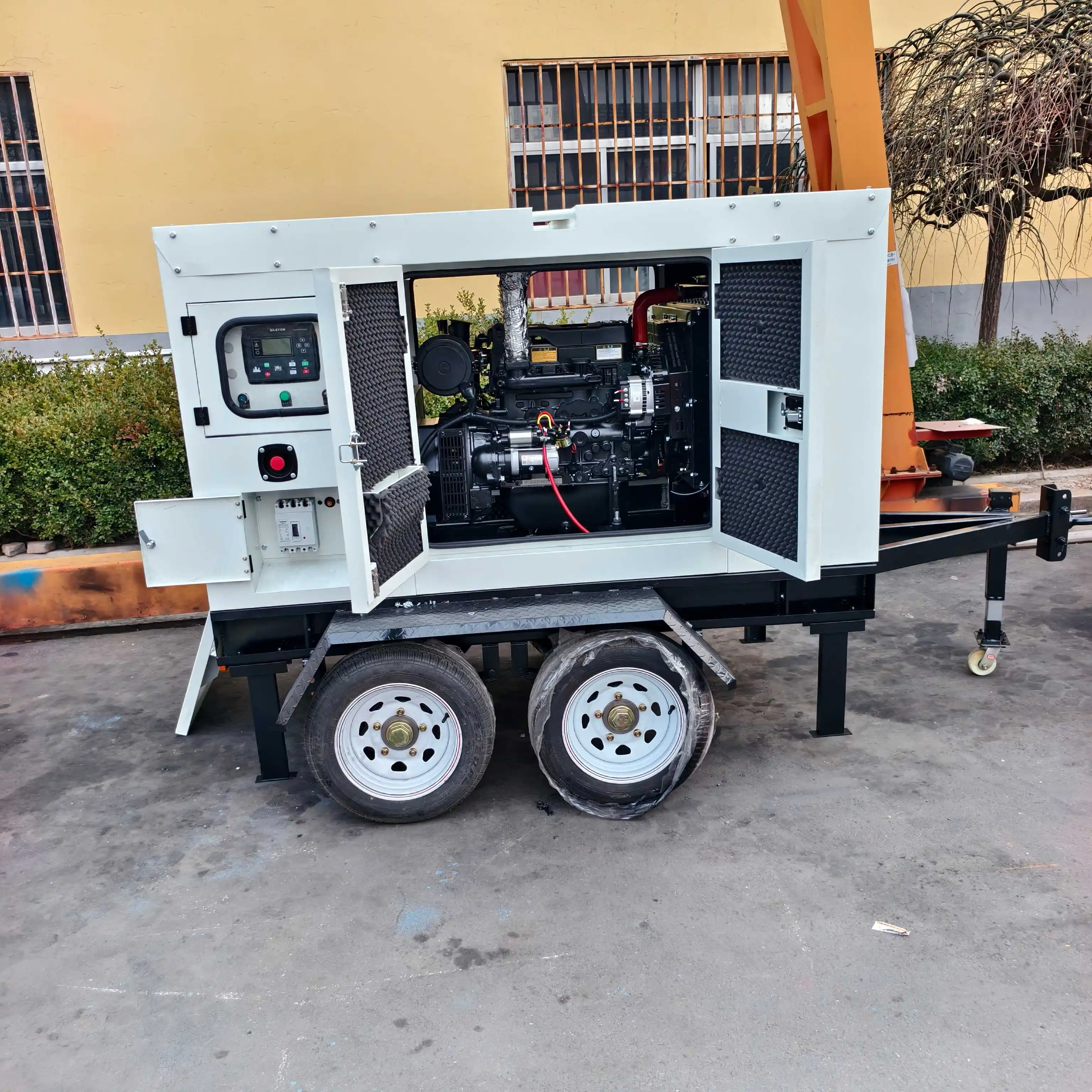20kW 40kW 60kW Compact Trailer Diesel Generator Quiet Mobile Power Plant For Garden Farm Emergency Supply Use