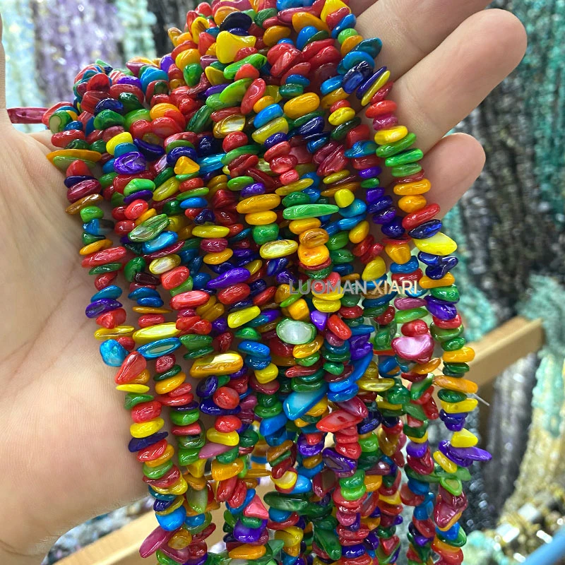 Großhandel 30 Zoll 5-8mm Unregelmäßige Natürliche Muschel Dunkelrosarote Zwischenperlen für Schmuckherstellung DIY Armband Charms Zubehör – Detail 5