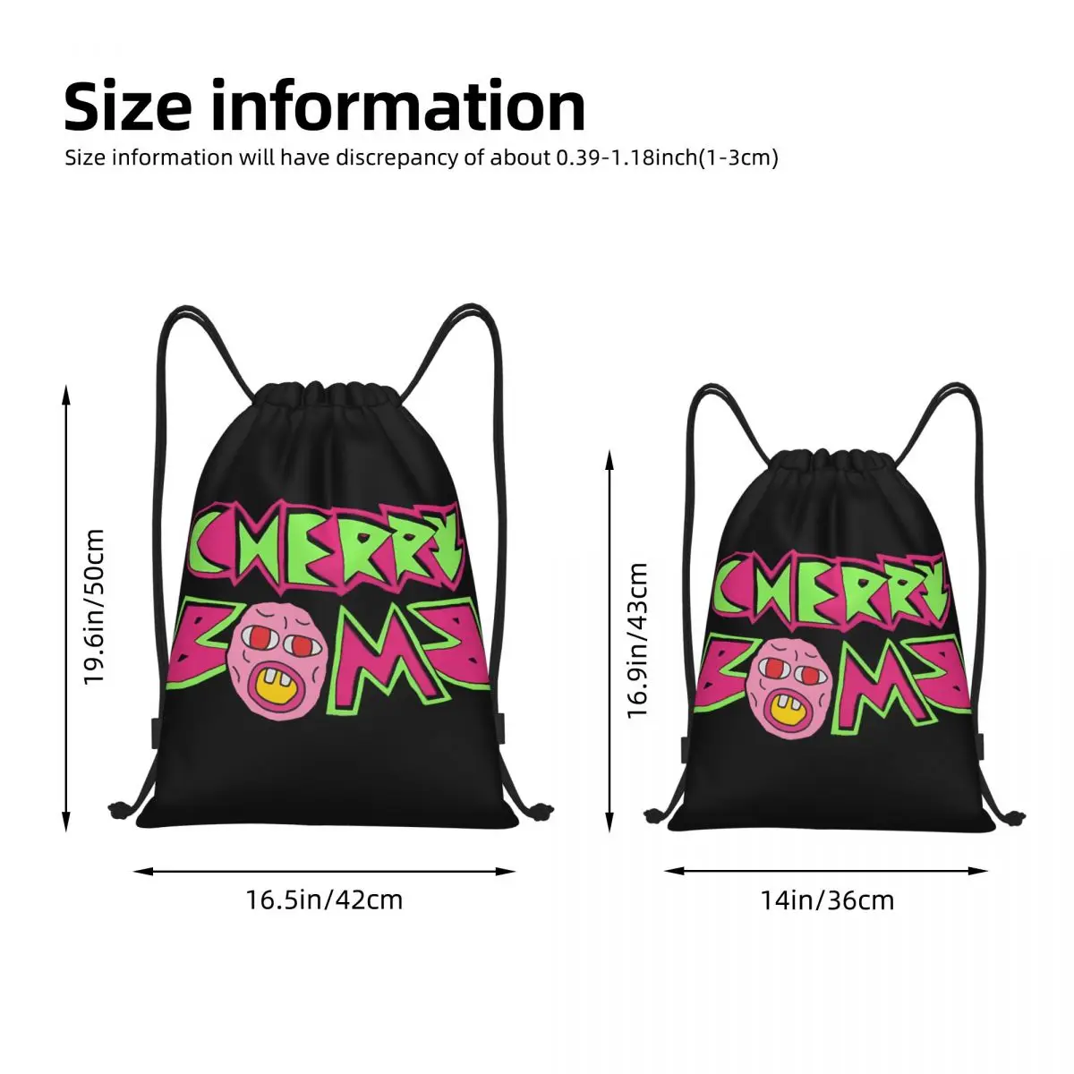 Cherry Bomb bolsas con cordón portátiles multifunción, bolsa deportiva para libros