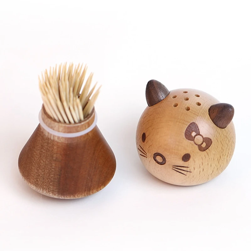 Creative Toothpick Holder Mini Household Storage Container Walnut Beech Wood Craft Gift Solid Wood Toothpick Box