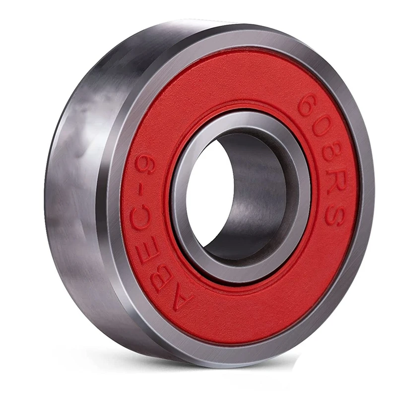 100Pcs Skateboard Spare Bearings Durable 608Rs-High Speed Skate Bearing ABEC-9 For Scooter Wheels,Skate