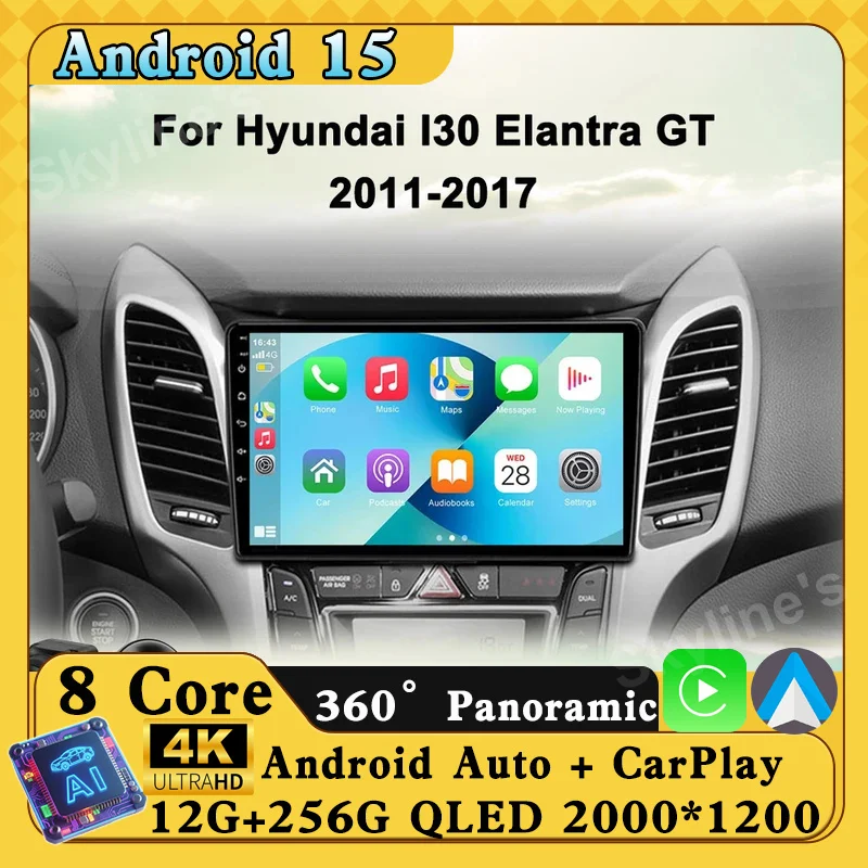 

Android 16 For Hyundai I30 Elantra GT 2012 2013 2014 2015 2016 Car Radio Android 10 Auto Carplay GPS Navigation No DVD Player