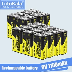 20PCS LiitoKala USB 9 Volt li-ion Rechargeable Battery 6F22 1100mAh 9V Li-ion Battery for RC Helicopter Model Microphone Toy