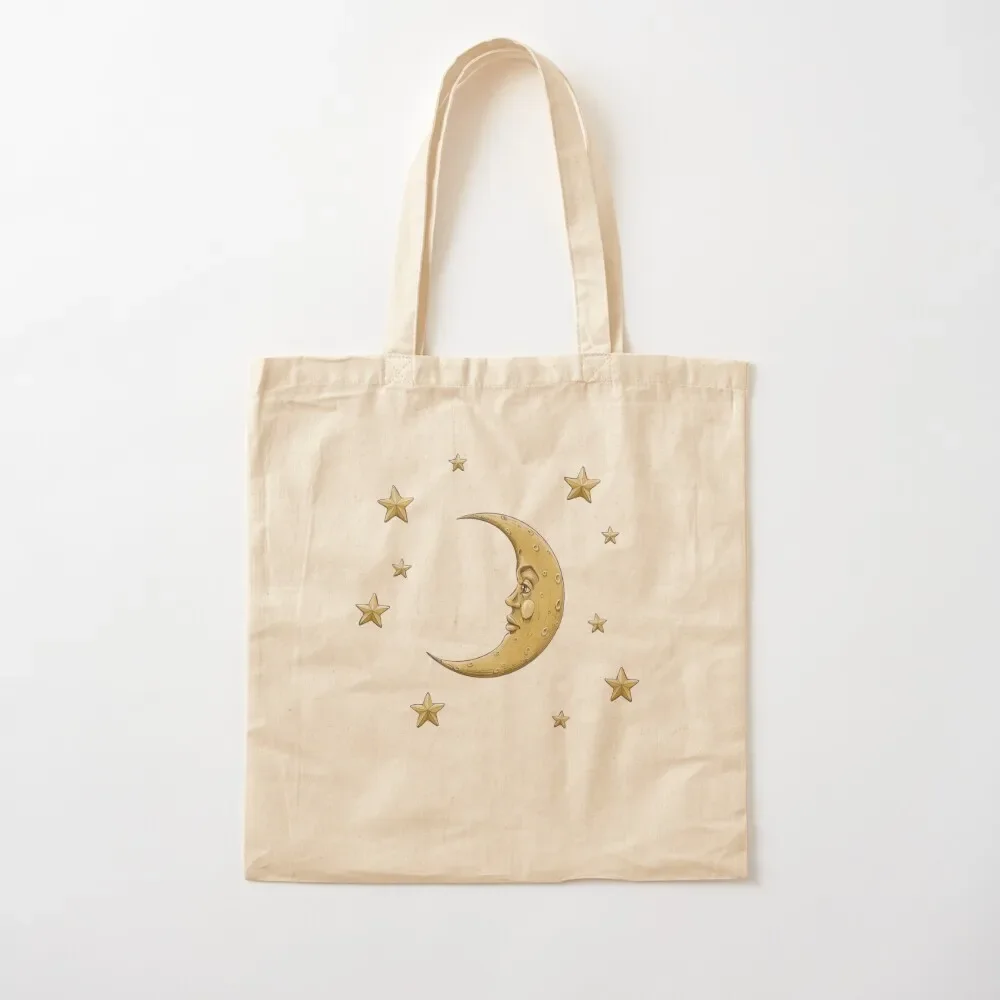 

Vintage Gold Moon And Stars on Blue Tote Bag Lady bags Canvas bag bags woman 2025 Tote Bag