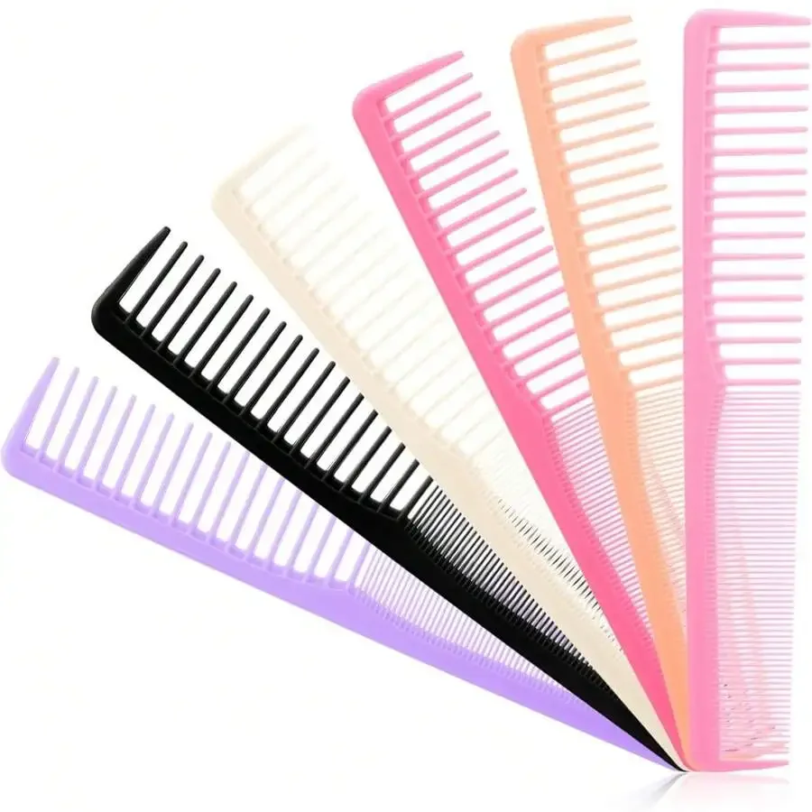 

6pcs Professional Heat Resistant Hair Cutting Combs For Stylists ABS Plastic Medium And Fine Tooth