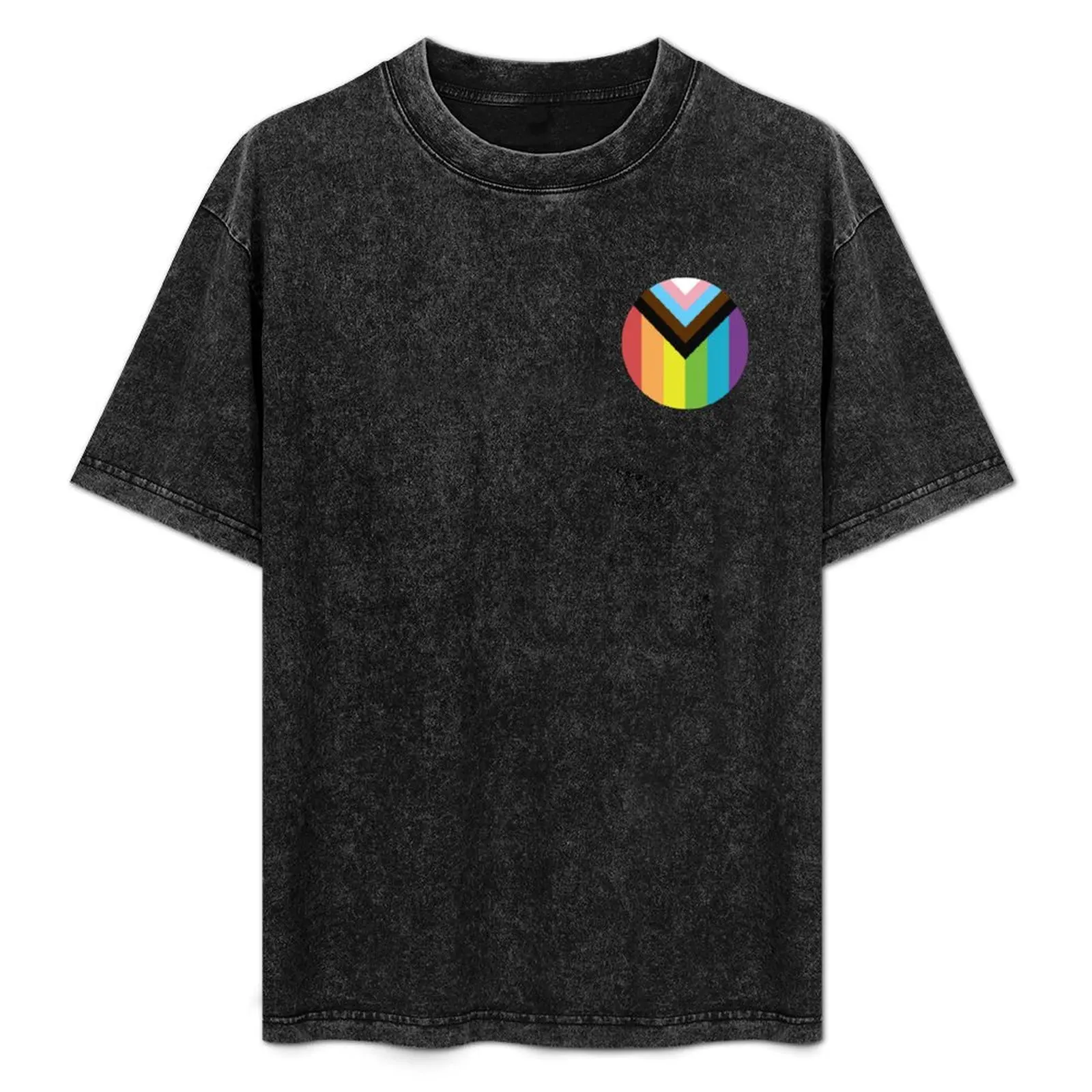 

Queer Progress Flag Circle T-Shirt High Elasticity Sports Tee Shirt