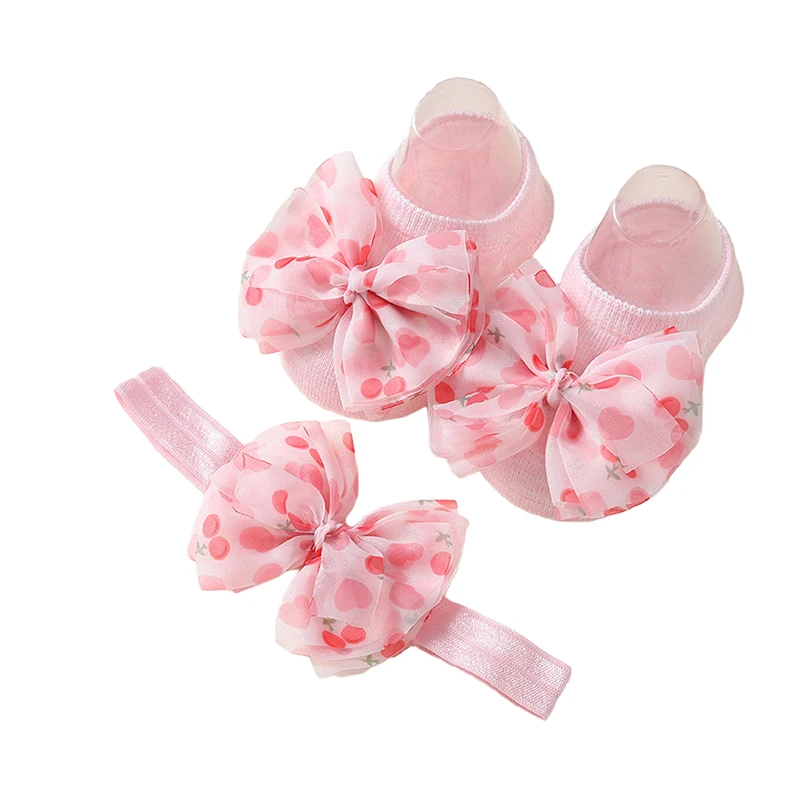 新生児用フローラルボウ付きプリンセスソックスとヘッドバンドセット,赤ちゃん,パーティー,結婚式,春,秋