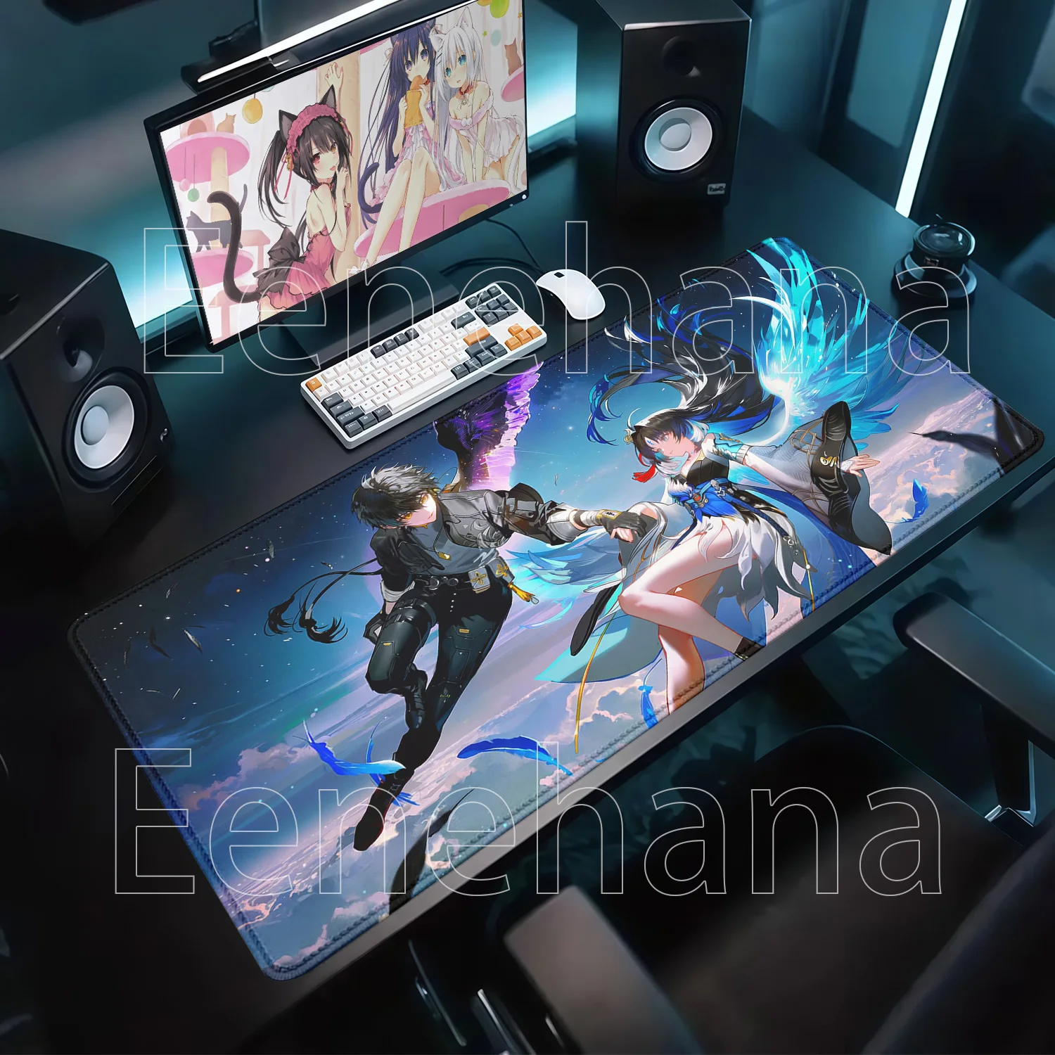 Larger Mousepad Yangyang Xuanling Wuthering Waves HD Printing Office Gaming Mouse Pad Anime Girl Keyboard Non-slip Base Desk Mat