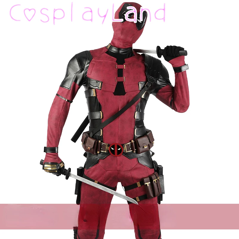 New Arrival DP3 Mr. Pool Cosplay Costume Hero Complete Clothes Red Leather Men Jumpsuit Halloween Carnival Christmas Outfit