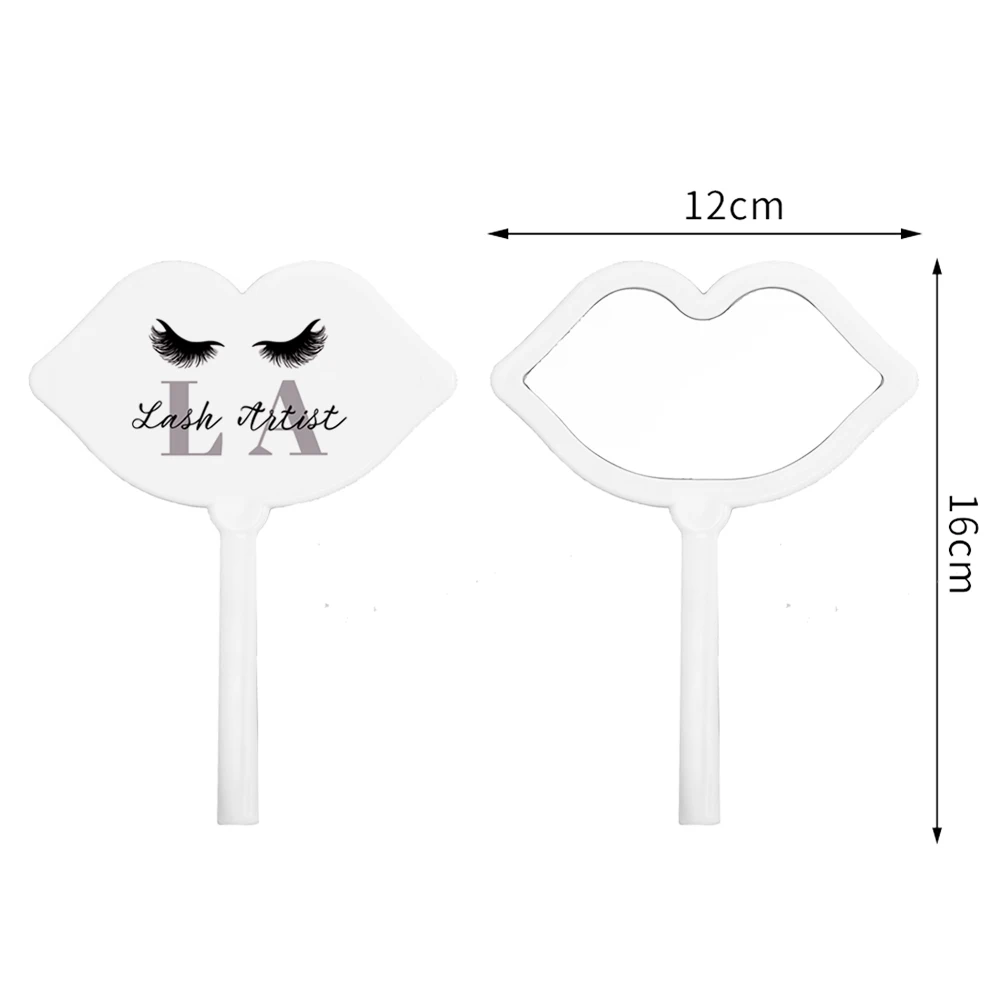 1 قطعة شكل الشفاه يده مرآة لوضع مساحيق التجميل لاش التكنولوجيا الفنان الأشياء الوردي الأحمر الأبيض رمش تمديد المرايا صالون أداة الملحقات